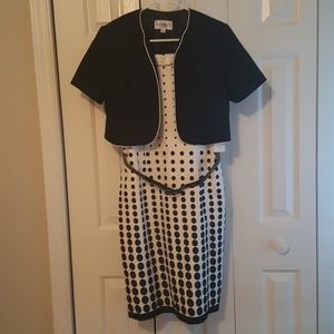 Studio 1 White with Black Polka Dot Dress